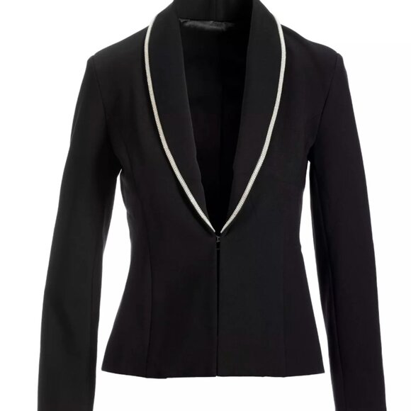 Boston Proper Chic Rhinestone Trim Ponte Blazer Size 8 New w/o tags - Picture 2 of 4